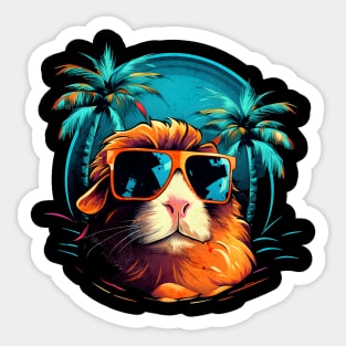 Retro Wave American Guinea Pig Good Vibes Shirt Sticker